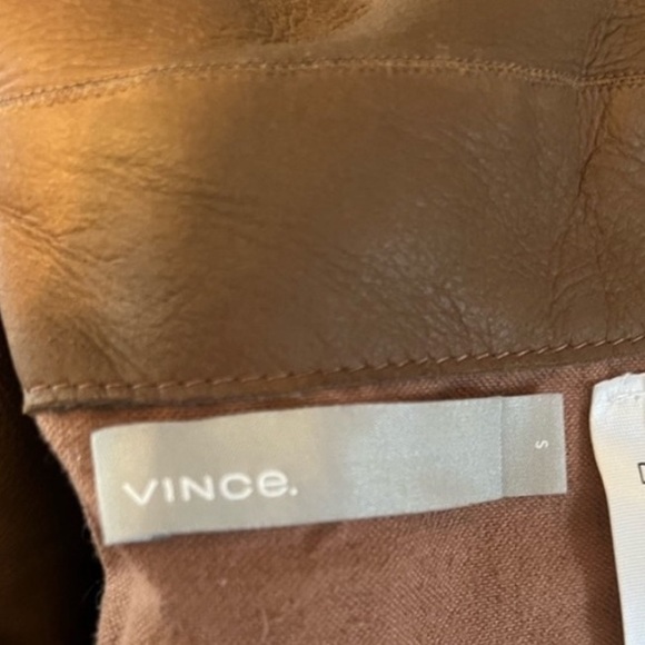 Vince camel shawl collar reversible shearling leather coat with hood jacket S - Picture 10 of 11